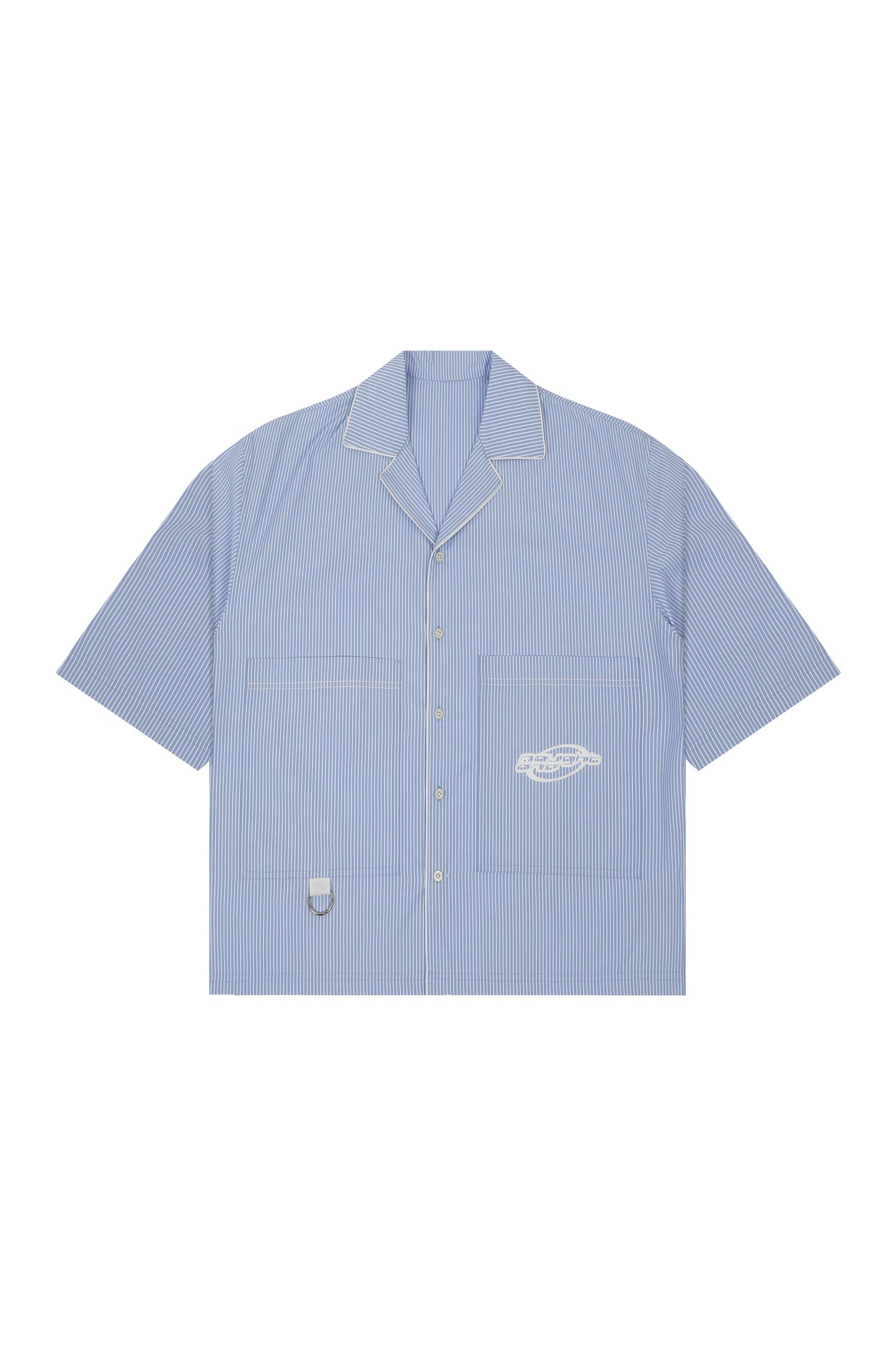 Cuban Collar Blue Pinstripes